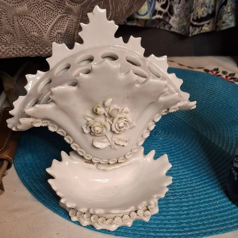 White Ceramic Floral Dish Set